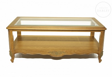 Mesa rectangular de roble con cristal