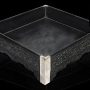 Opium tray in wood and silver, Qing dynasty, 18th century