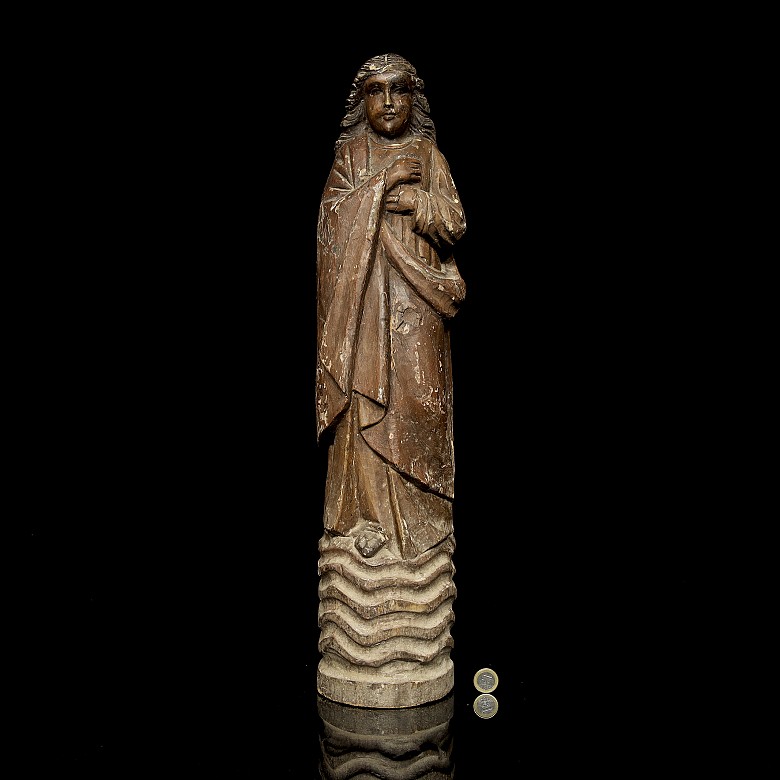 Carved wooden religious sculpture, 20th century