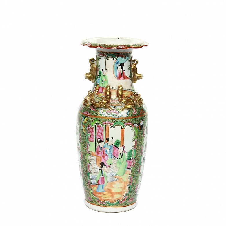 Porcelain Canton vase, mid 20th century