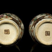 Pair of vases with warriors, Nanking, Qing Dynasty