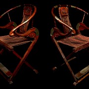 Chinese folding chairs in Ming style, 20th century