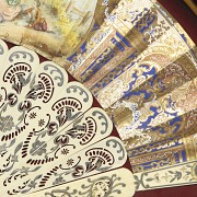 Bone fan with fan holder ‘Family scene’, 20th century