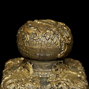 Large glass and bronze writing desk, 18th century