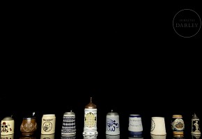 Collection of ten ceramic beer steins, 20th century