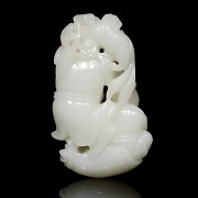 White jade figure 'Elder and Child', Qing dynasty, Qianlong