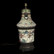 Glazed porcelain lamp vase, Canton, Qing dynasty