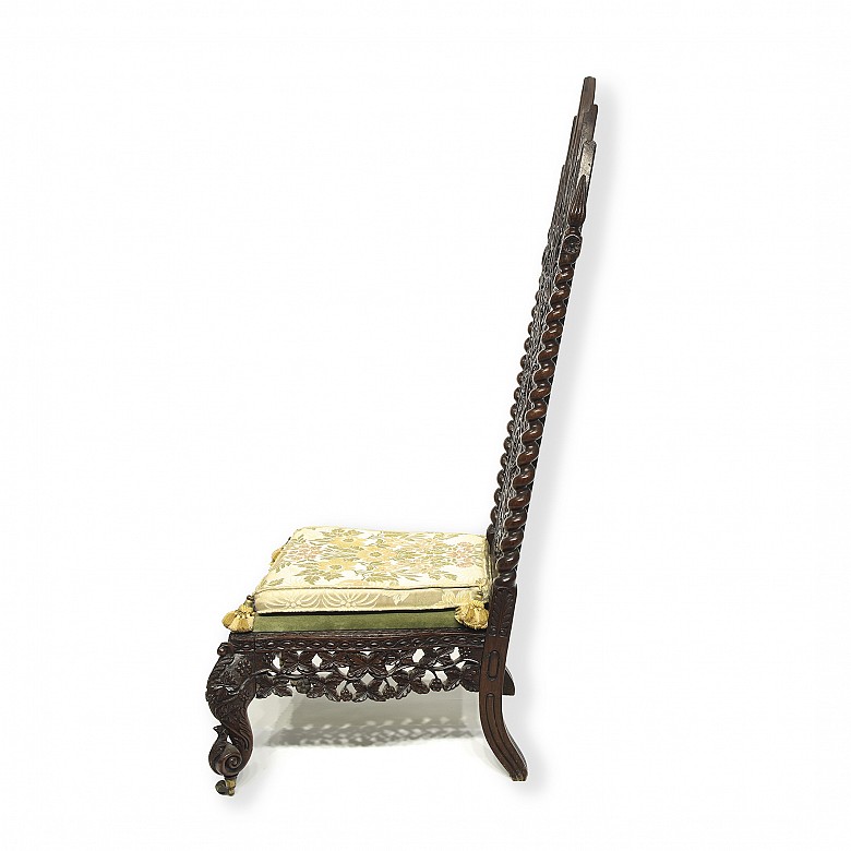 Burmese carved wooden chair, early 20th century