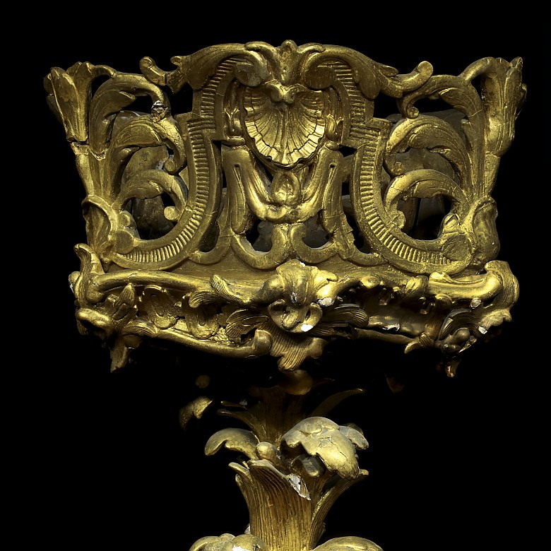 Gilded wooden pedestal with faun, 19th century