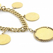 Pulsera con monedas, oro amarillo 18 k