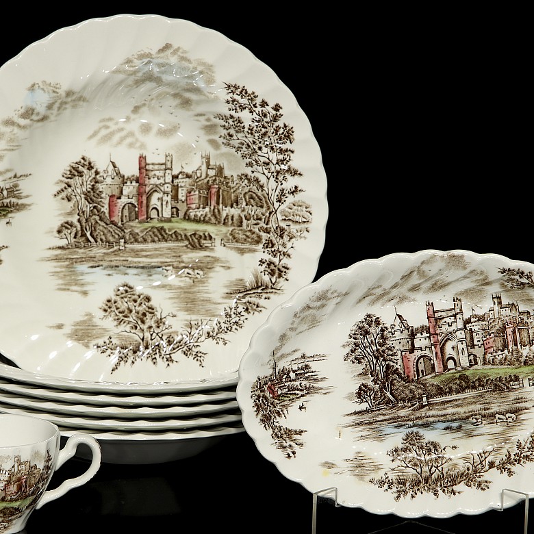 English ‘Ancient towers’ porcelain tableware, Johnson Brothers, 20th century - 4