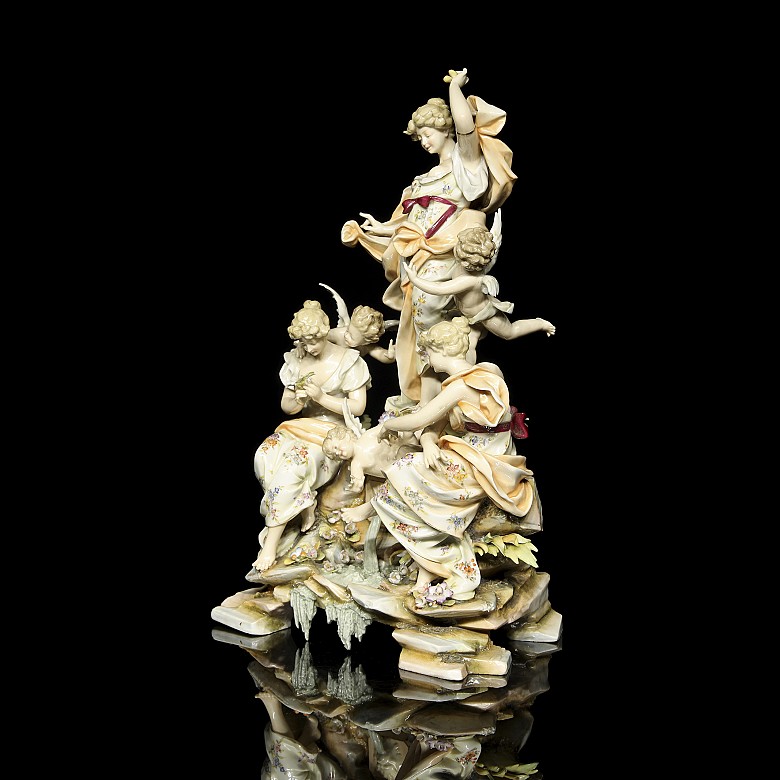 Porcelain figurine ‘Ladies and Angels’, 20th century