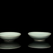 Pair of small celadon ceramic dishes, 20th century