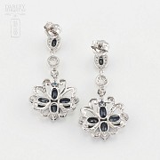 Sapphire earrings in 18k white gold and diamonds