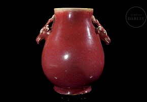 Hu ‘Deer’ red-glazed vase, Qing dynasty