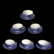 Blue and white porcelain coffee set, 20th century - 5