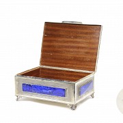 Silver box with lapis lazuli.