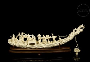 Carved ivory figure ‘Embarkation’, early 20th century