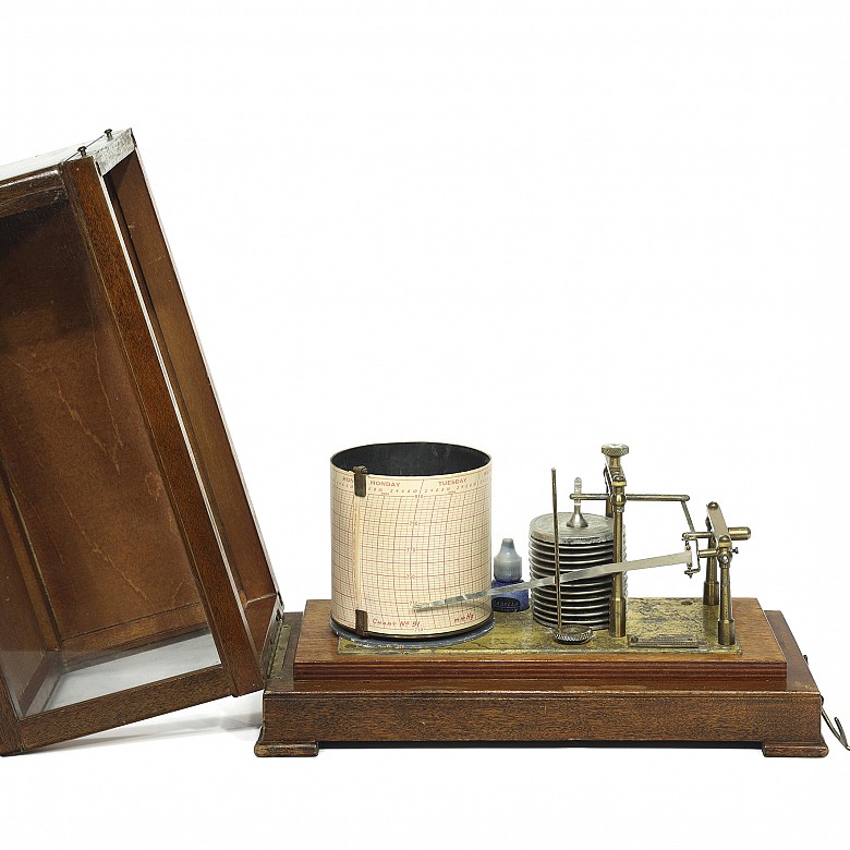 Brass and wood barograph, 20th century