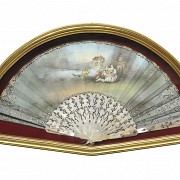 Fan with mother-of-pearl ‘Country Scene’, 20th century