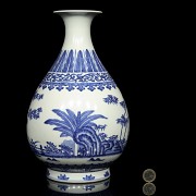 Jarrón de porcelana, azul y blanco, dinastía Qing, Tongzhi (1862 - 1874)