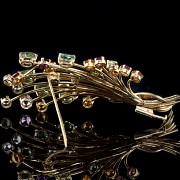 Brooch ‘Bouquet’ in yellow gold with coloured stones