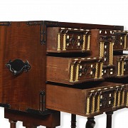 Spanish chest with bone marquetry, 20th century