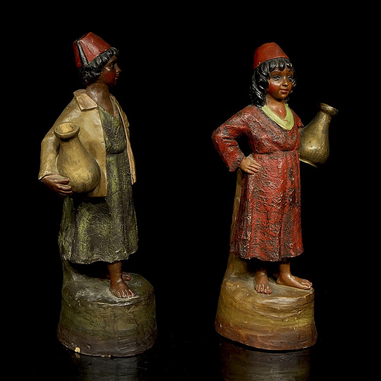 Pair of terracotta figures in Orientalist style, 20th century