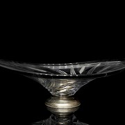 Glass fountain with silver base, 20th century