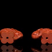 Pair of cinnabar elephants, Qing dynasty