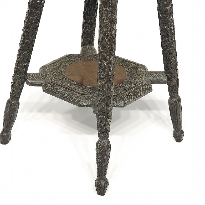 Asian carved wooden side table, 19th century