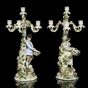 Alfred Voigt, Sitzendorf (1887-1900), Pair of Candlesticks, 19th century