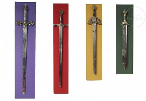 Set of four decorative historical swords, 20th century