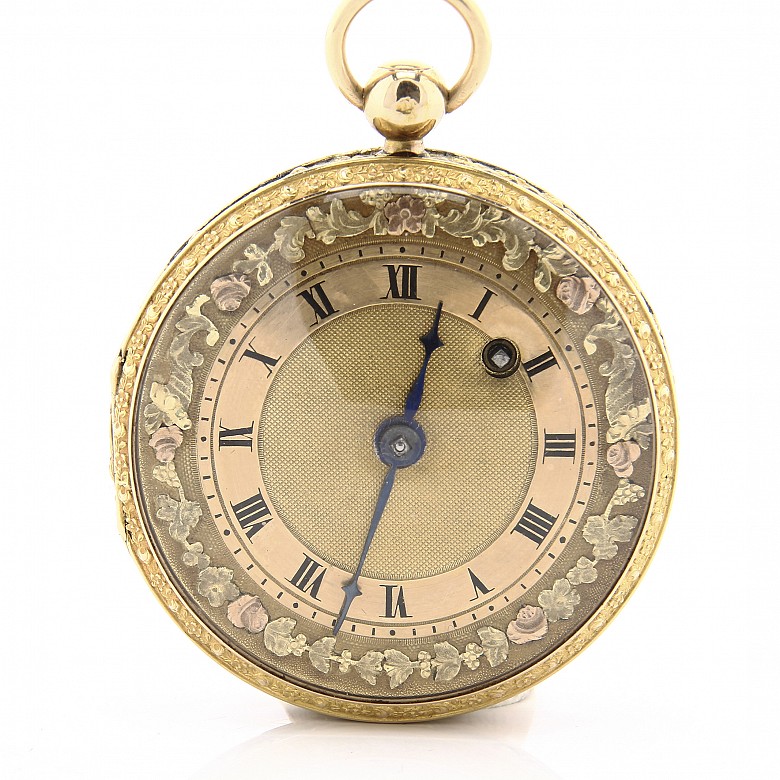 Pocket watch, 18k yellow gold plated, 19th c.