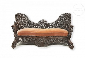 Anglo-Indian carved wooden sofa, 20th century