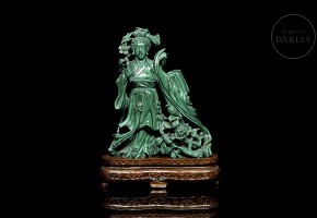 Carved malachite figure ‘Lady’, 20th century