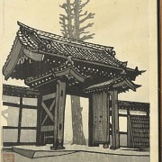 Asian engraving ‘Temple Gate’, 20th century - 2