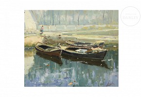 Nogales ‘Landscape with boats’, 20th century