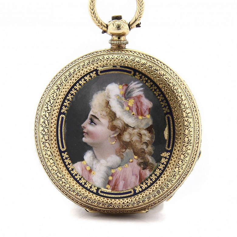 Lady's pocket watch in 18k gold, 19th c.