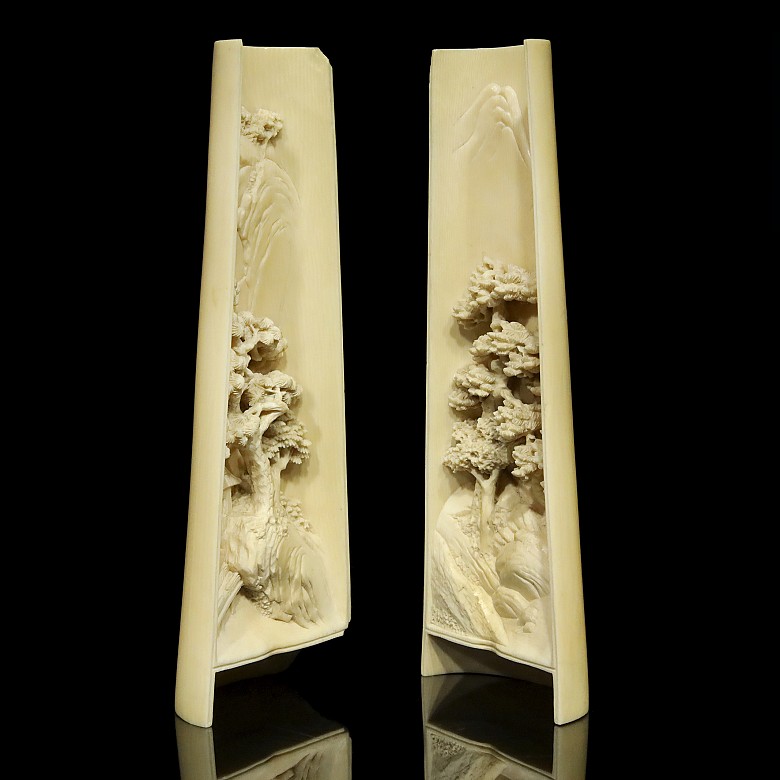 Pair of ivory armrests, early 20th century