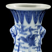 Blue and white porcelain vase ‘Phoenix and dragon’, with Ming seal