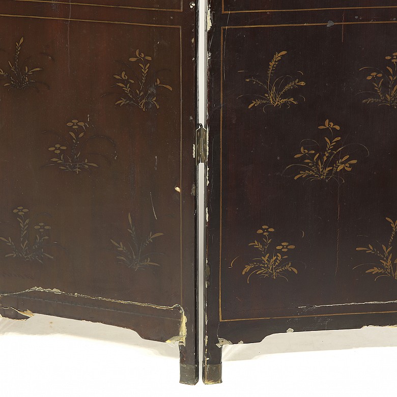 Inlaid lacquered wood folding screen, Qing dynasty