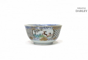 Small porcelain bowl with scenes, 20th century