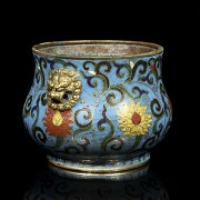 Small cloisonné bronze censer, with Kangxi mark