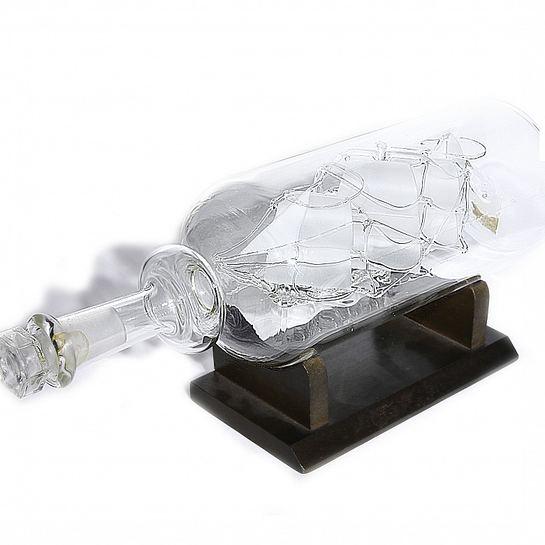 Bottle with glass boat, 20th century