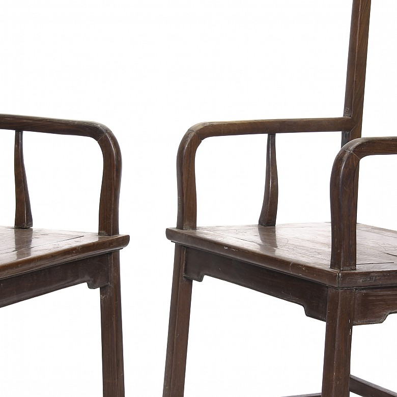 Pair of Chinese wooden chairs, Ming style.