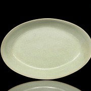 Blue glazed oval dish, Ruyao style