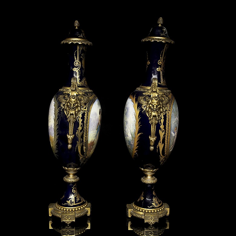 Sèvres porcelain ‘Pair of vases with scenes from romances’, 18th-19th century