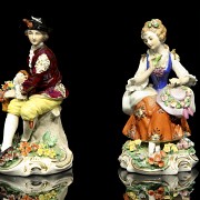 Pareja de porcelana alemana, Sitzendorf, S.XIX