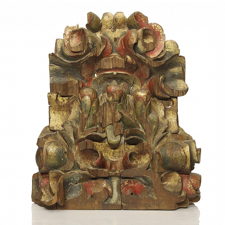 Baroque polychrome wood bracket, 17th - 18th century